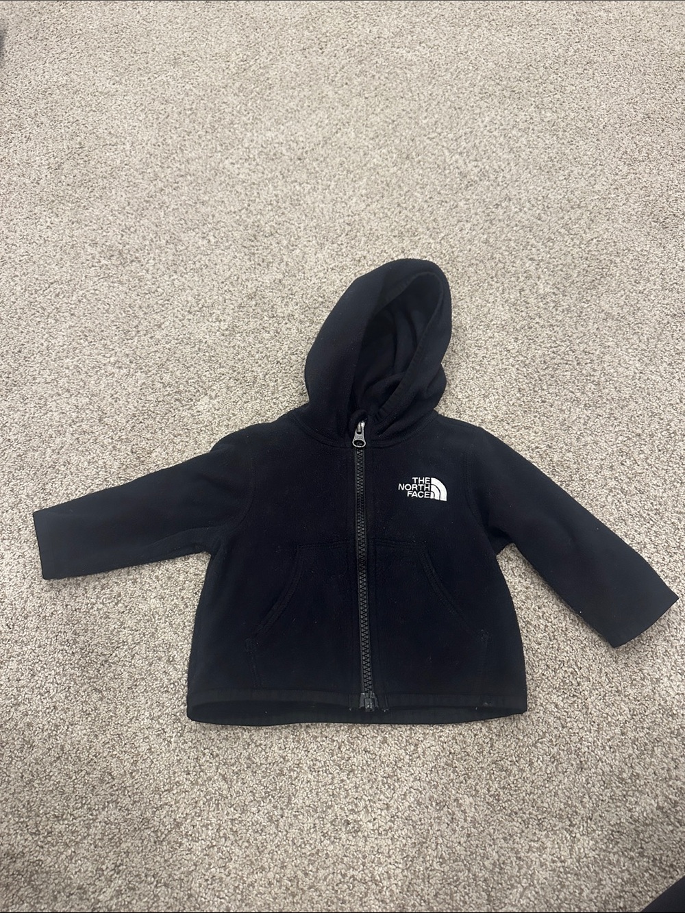 The North Face Infant Black Glacier Fleece Hooded Fleece Zip Jacket 0-3 months